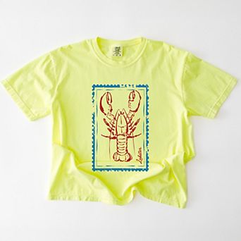 Lobster Stamp - Women's Garment Dyed Graphic T-Shirt