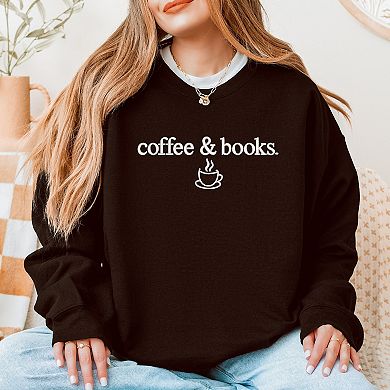 Embroidered Coffee & Books - Women's Graphic Sweatshirt