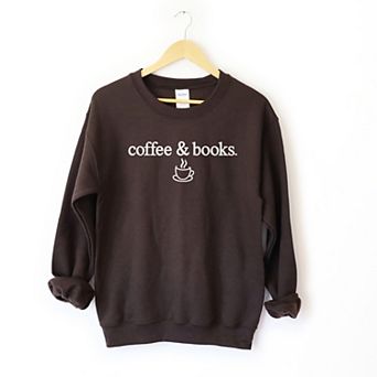 Embroidered Coffee & Books - Women's Graphic Sweatshirt