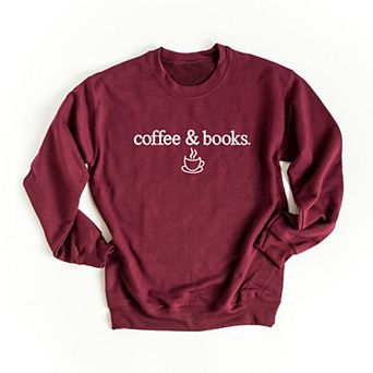 Embroidered Coffee & Books - Women's Graphic Sweatshirt