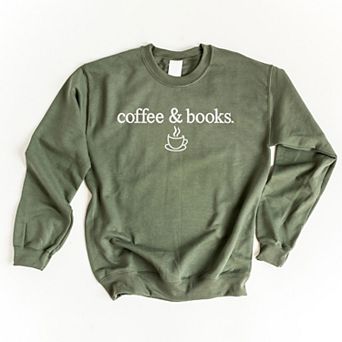Embroidered Coffee & Books - Women's Graphic Sweatshirt