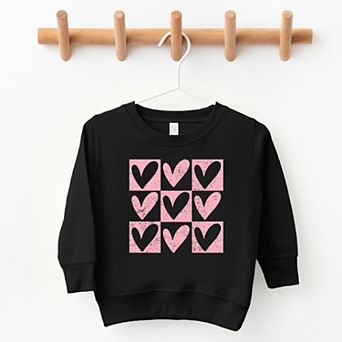 Pink Heart Checkered Chart - Toddler Graphic Sweatshirt