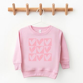 Pink Heart Checkered Chart - Toddler Graphic Sweatshirt