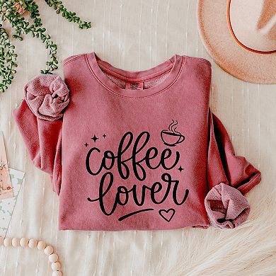 Coffee Lover Stars - Women's Lightweight Garment Dyed Sweatshirt