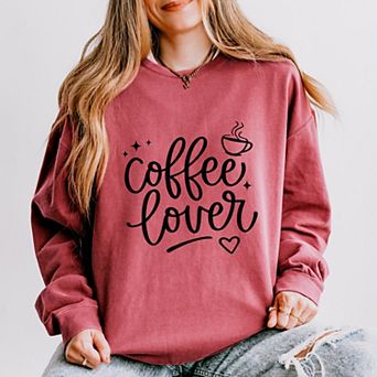 Coffee Lover Stars - Women's Lightweight Garment Dyed Sweatshirt