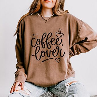 Coffee Lover Stars - Women's Lightweight Garment Dyed Sweatshirt