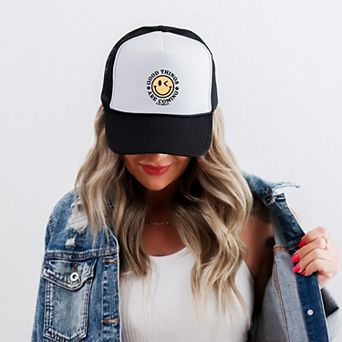 S.W.Smiley Good Things Are Coming Smiley Face - Women's Graphic Foam Trucker Hat