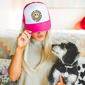 S.W.Smiley Good Things Are Coming Smiley Face - Women's Graphic Foam Trucker Hat