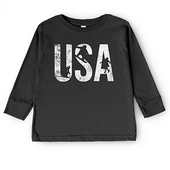 USA Winter Sports Distressed - Toddler Long Sleeve Graphic Tee