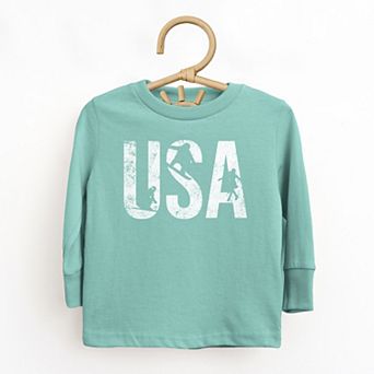USA Winter Sports Distressed - Toddler Long Sleeve Graphic Tee