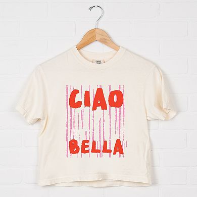 Ciao Bella Stripes - Women's Boxy Crop Top Graphic T-Shirt