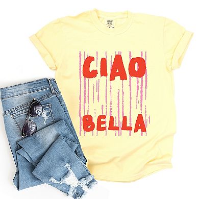 Ciao Bella Stripes - Women's Garment Dyed Graphic T-Shirt