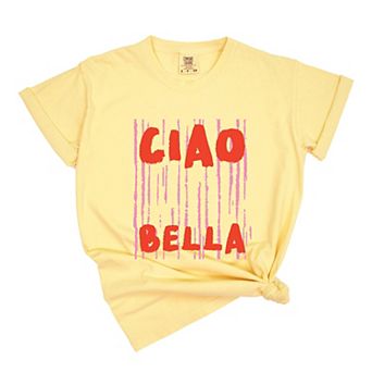 Ciao Bella Stripes - Women's Garment Dyed Graphic T-Shirt