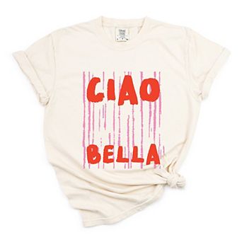 Ciao Bella Stripes - Women's Garment Dyed Graphic T-Shirt