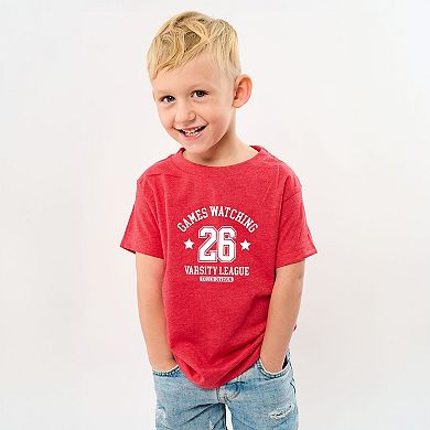 Games Watching Varsity League - Youth Short Sleeve Graphic T-Shirt