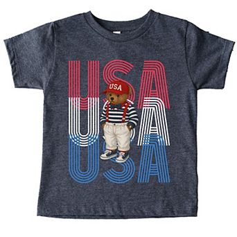 USA Stacked Bear Suspenders - Toddler Short Sleeve Graphic T-Shirt