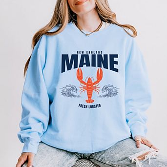 Maine Fresh Lobster Waves - Women's Lightweight Garment Dyed Sweatshirt