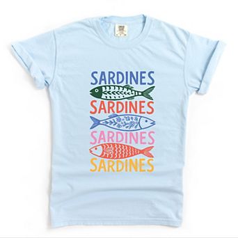 Sardines Colorful Stacked - Women's Garment Dyed Graphic T-Shirt