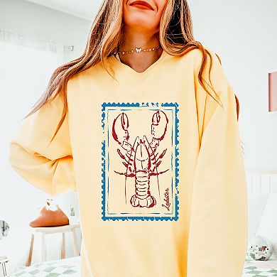Lobster Stamp - Women's Lightweight Garment Dyed Sweatshirt