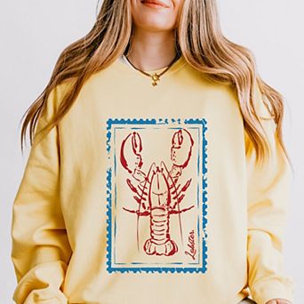 Lobster Stamp - Women's Lightweight Garment Dyed Sweatshirt