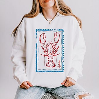 Lobster Stamp - Women's Lightweight Garment Dyed Sweatshirt