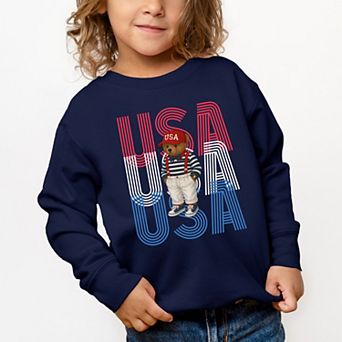 USA Stacked Bear Suspenders - Toddler Graphic Sweatshirt