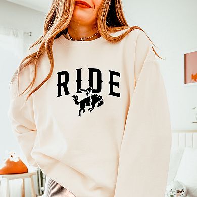 Ride Cowboy Arched - Women's Lightweight Garment Dyed Sweatshirt