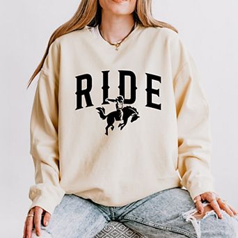 Ride Cowboy Arched - Women's Lightweight Garment Dyed Sweatshirt