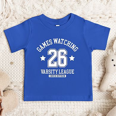 Games Watching Varsity League - Toddler Short Sleeve Graphic T-Shirt