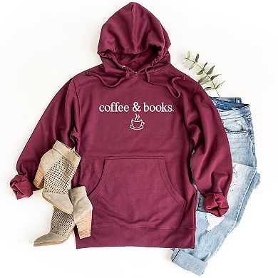 Embroidered Coffee & Books - Women's Graphic Hoodie