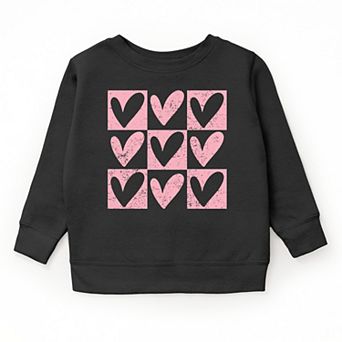 Pink Heart Checkered Chart - Youth Graphic Sweatshirt