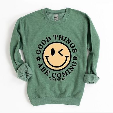 S.W.Smiley Good Things Are Coming Smiley Face - Women's Graphic Sweatshirt