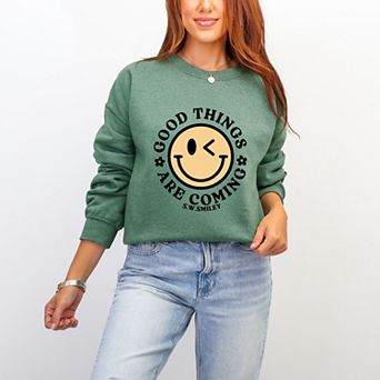 S.W.Smiley Good Things Are Coming Smiley Face - Women's Graphic Sweatshirt