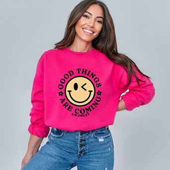 S.W.Smiley Good Things Are Coming Smiley Face - Women's Graphic Sweatshirt
