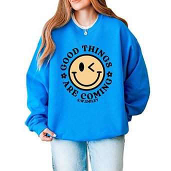 S.W.Smiley Good Things Are Coming Smiley Face - Women's Graphic Sweatshirt