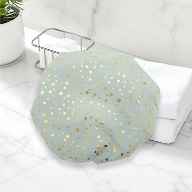 3 Pcs Reusable Dots Double Layer Shower Cap for Shower