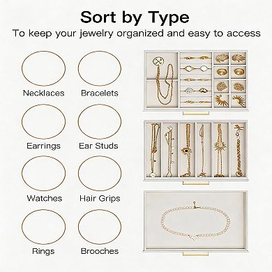 3 Layer Jewelry Box with Glass Lid