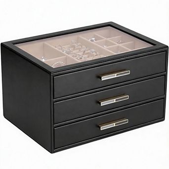 3 Layer Jewelry Box with Glass Lid