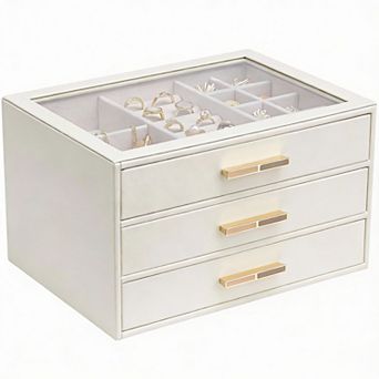 3 Layer Jewelry Box with Glass Lid