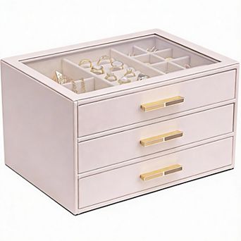 3 Layer Jewelry Box with Glass Lid