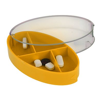 Durable 4 Grids Rotating Lid Pill Case for Travel 1 Pc