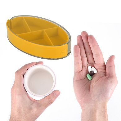 Durable 4 Grids Rotating Lid Pill Case for Travel 1 Pc