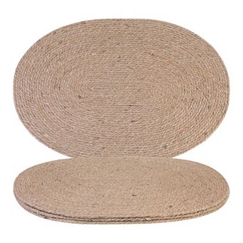 Farmhouse Placemats Set of 4 Woven for Home Kitchen, Kitchen Table Mat Wipe Clean Brown17.7*11.8inch