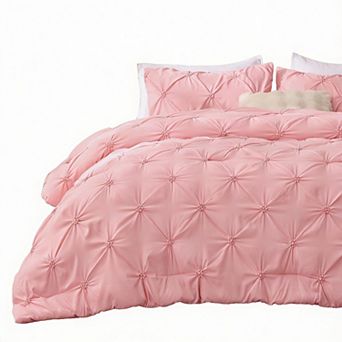 Boho Pintuck Queen Comforter Set, Floral Design, Lightweight, Soft
