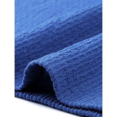 Women's Plus Size Top Ruffled Trim Notch V Neck Puff Sleeves Textured Summer Shirts Blouse