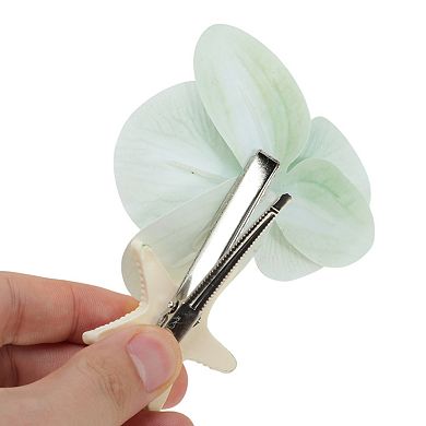 Simulation Phalaenopsis Double Flowers Hair Clip Beige 2 Pcs