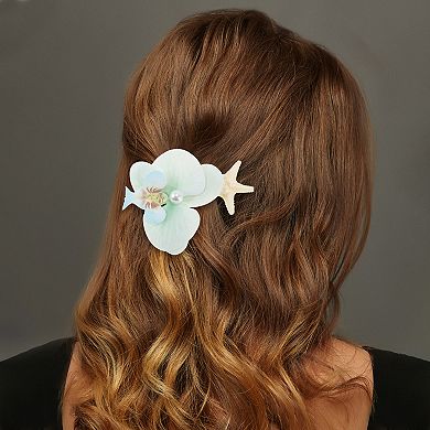 Simulation Phalaenopsis Double Flowers Hair Clip Beige 2 Pcs