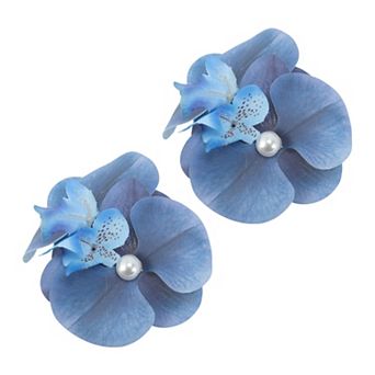 Simulation Phalaenopsis Double Flowers Hair Clip Beige 2 pc