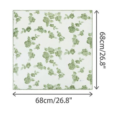 Women's Rose Vintage 26.7'' Square Scarf Cotton Linen Floral Pattern Neckerchief for Gift Casual