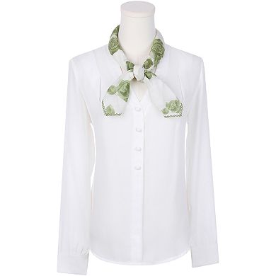 Women's Rose Vintage 26.7'' Square Scarf Cotton Linen Floral Pattern Neckerchief for Gift Casual